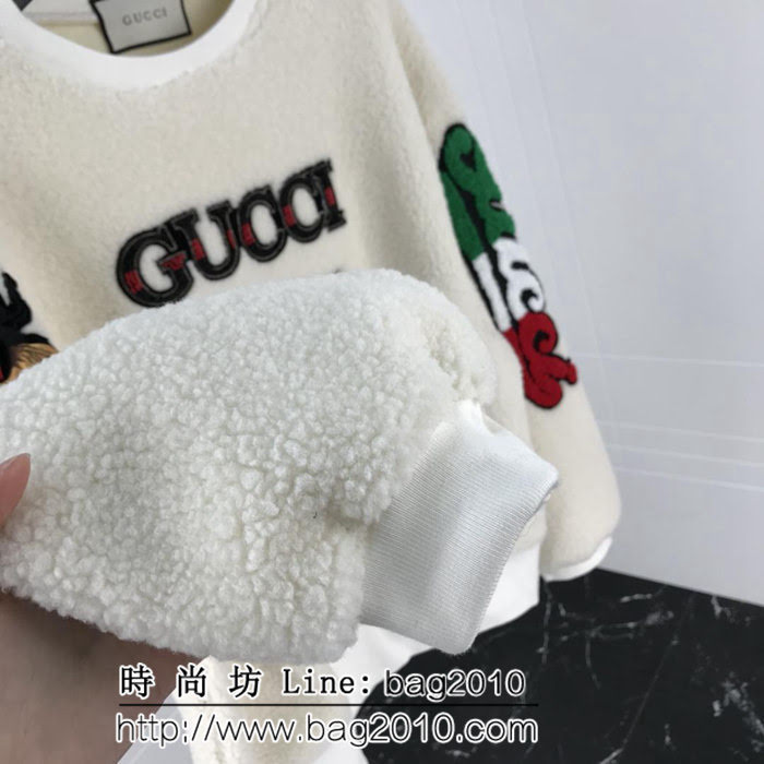 GUCCI古馳 18ss秋冬新款 羊羔毛套頭衛衣 刺繡貼圖圖案 高版本男女同款 ydi2567